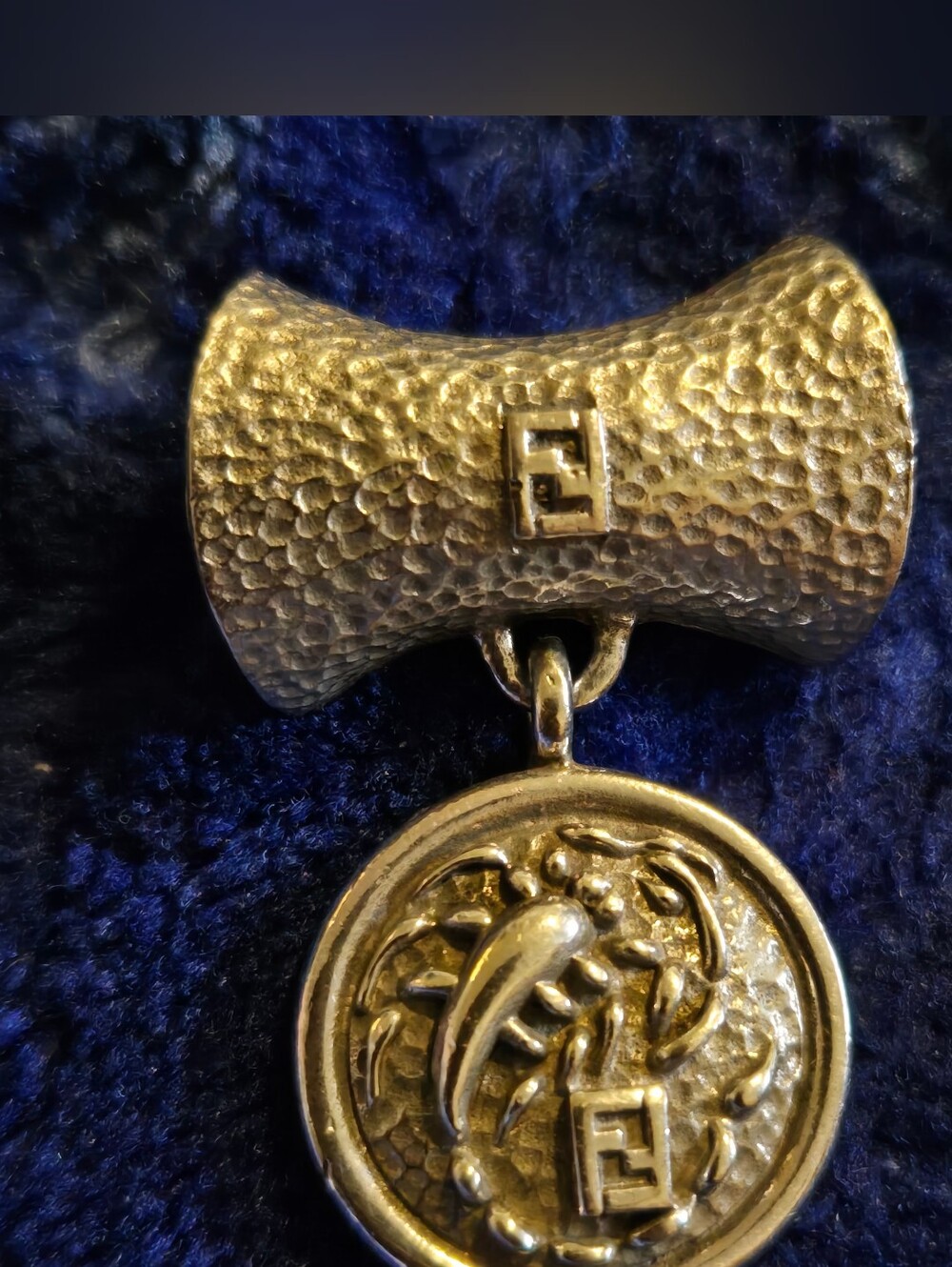 Fendi Textured Silver Vintage Broch